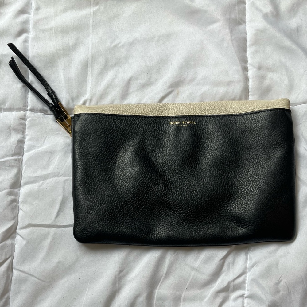 Henri Bendel Crosshatch Clutch, Henri Bendel Clutch, Black Orange and White Bag. - Picture 4 of 7
